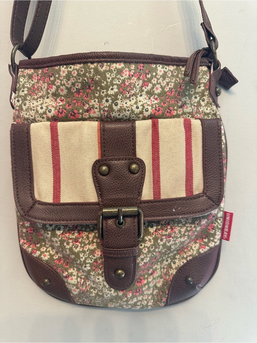 Vintage Y2K Unionbay Floral Shoulder Bag in Brown, Beige and Pink - Picture 2 of 4